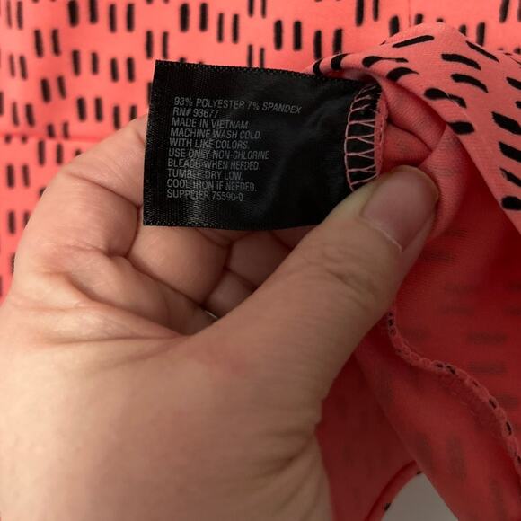 Worthington Pink Black Printed Sleeveless Peplum Ruffle Top Blouse Size Small - Picture 6 of 9